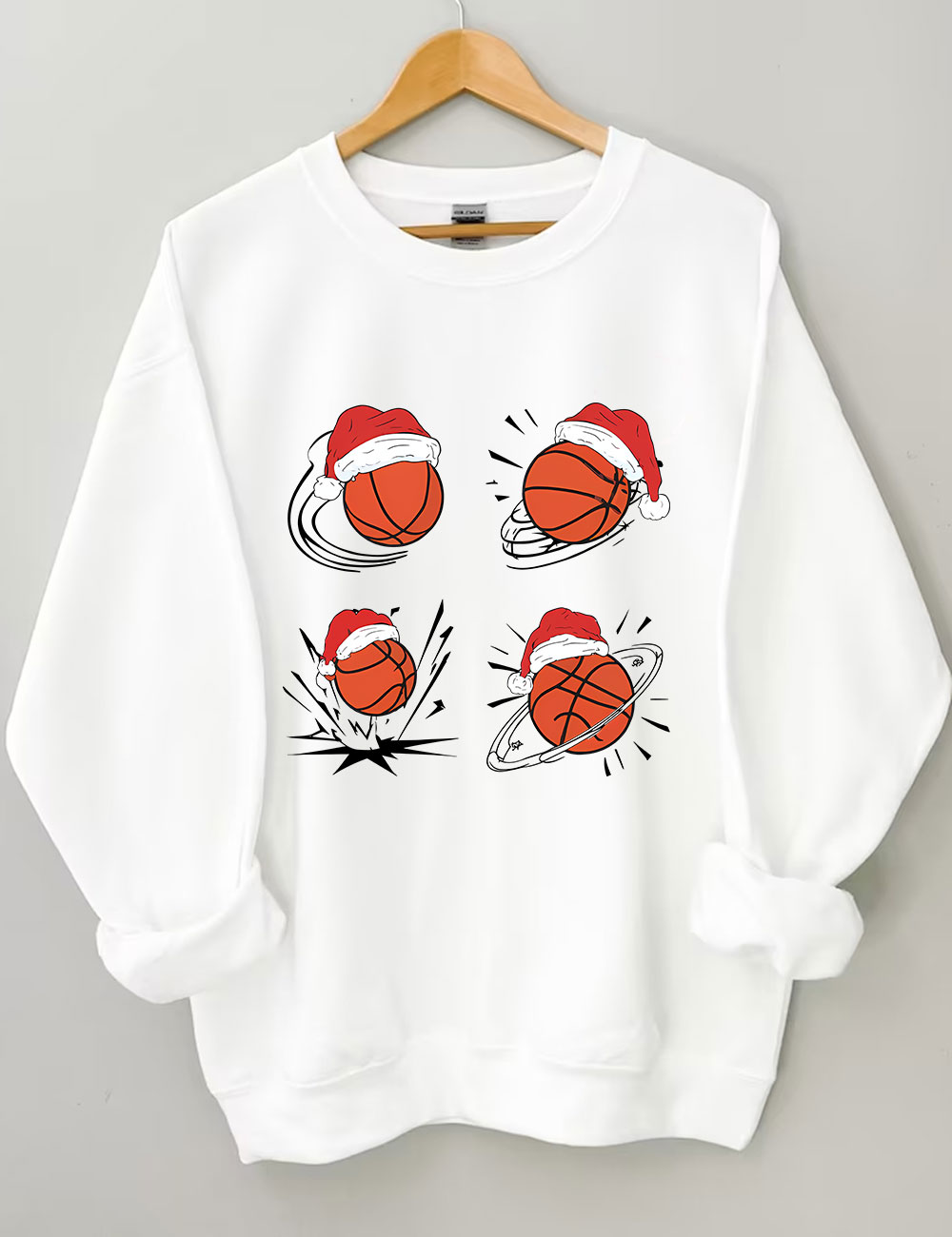 Santa Hat  Basketball Christmas Sweatshirt