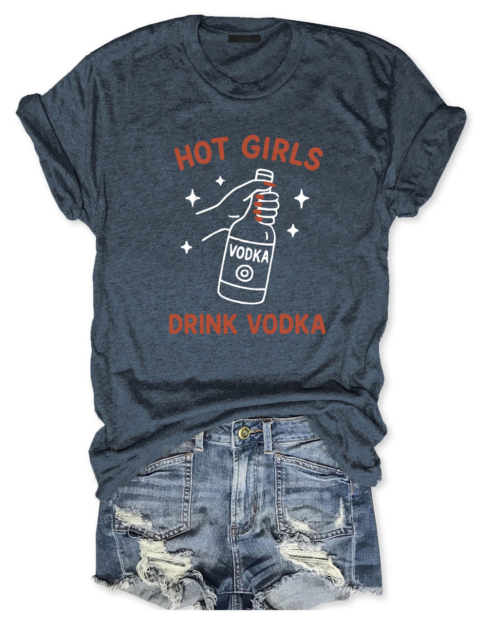 Hot Girls Drink Vodka Funny T-Shirt
