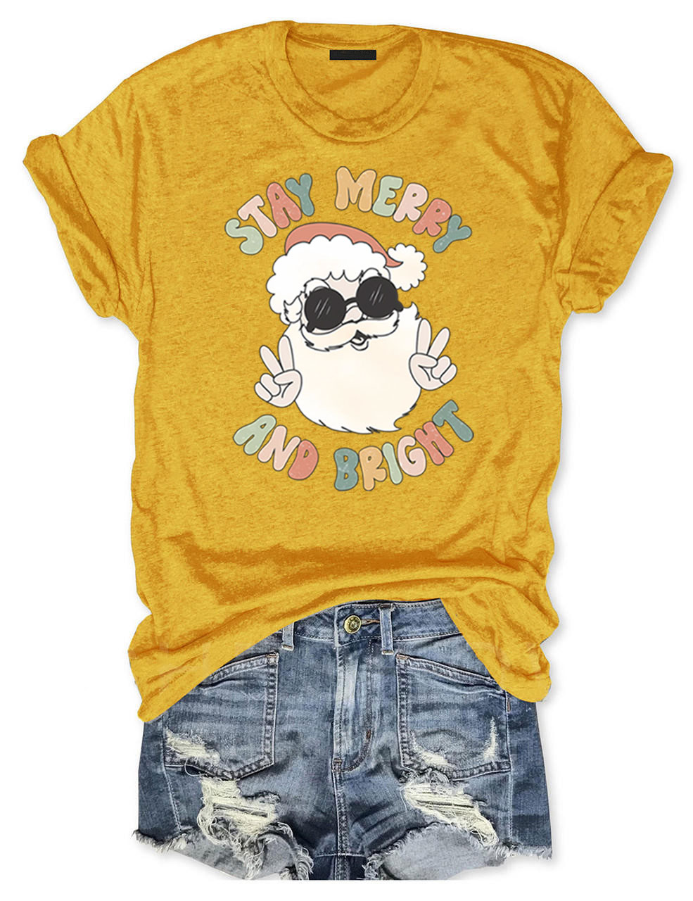 Retro Merry and Bright Santa T-Shirt