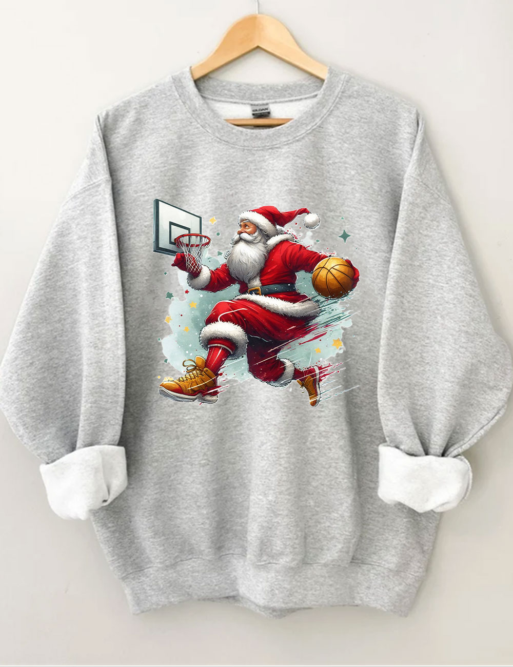 Funny Basketball Santa Merry Christmas Sweatshirt