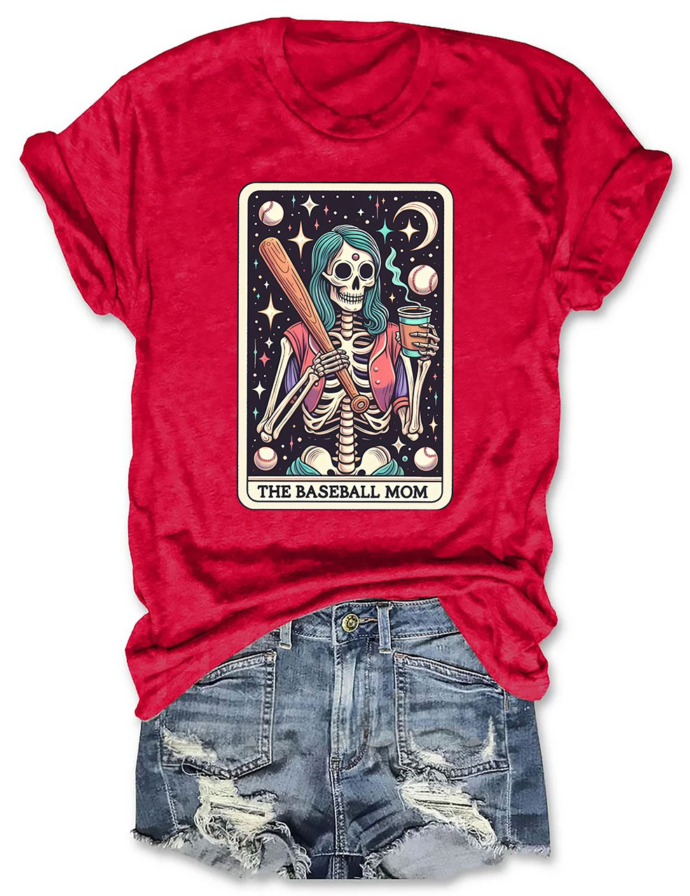 The Baseball Mom Tarot Card Skeleton T-shirt