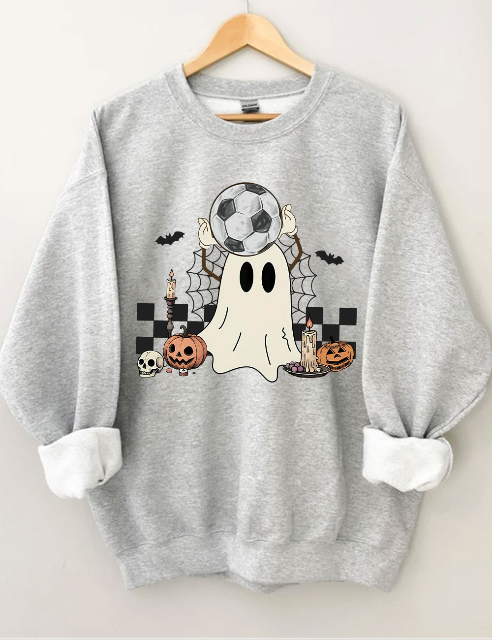 Retro Ghost Soccer Halloween Sweatshirt