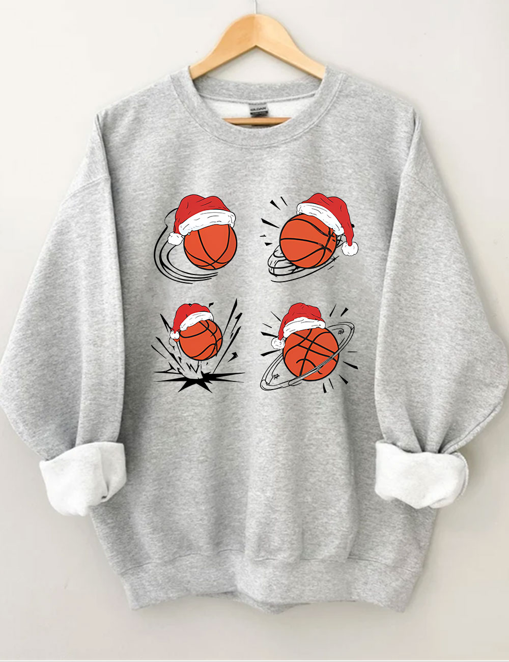 Santa Hat  Basketball Christmas Sweatshirt