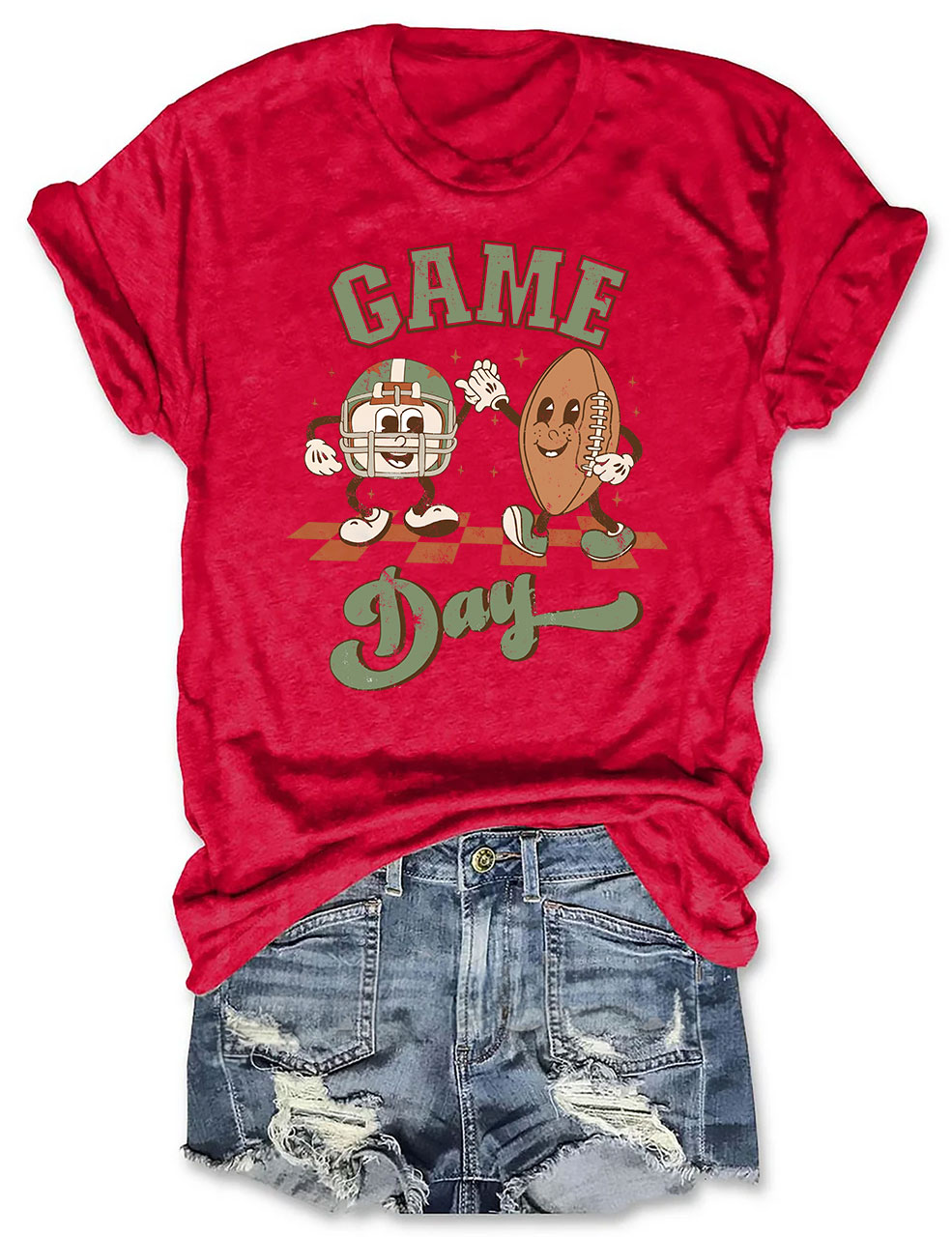 Distressed Retro Game Day Football T-Shirt