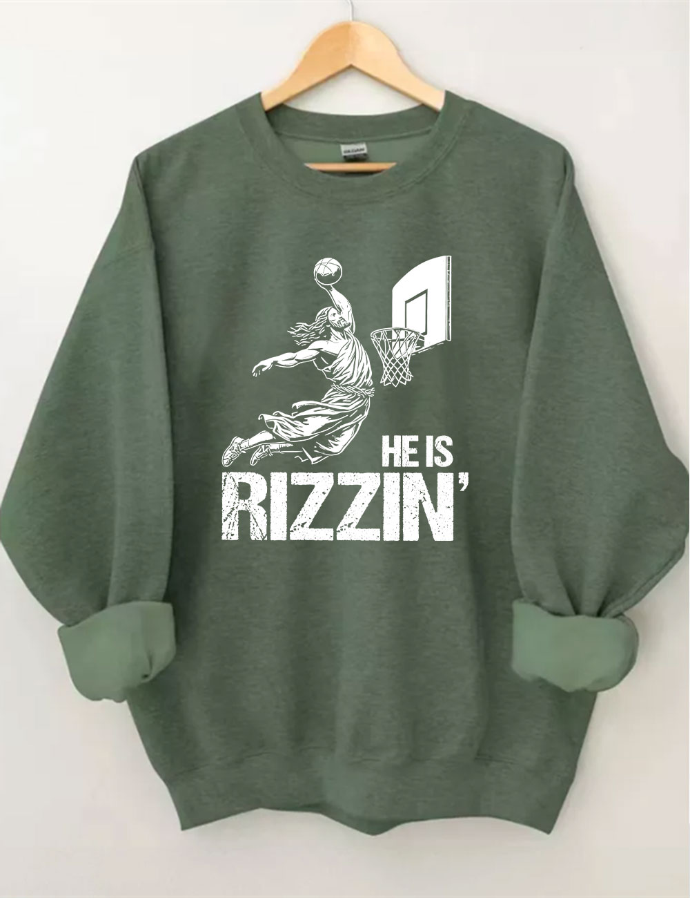 He is Rizzin Funny Jesus Playing Basketball Sweatshirt