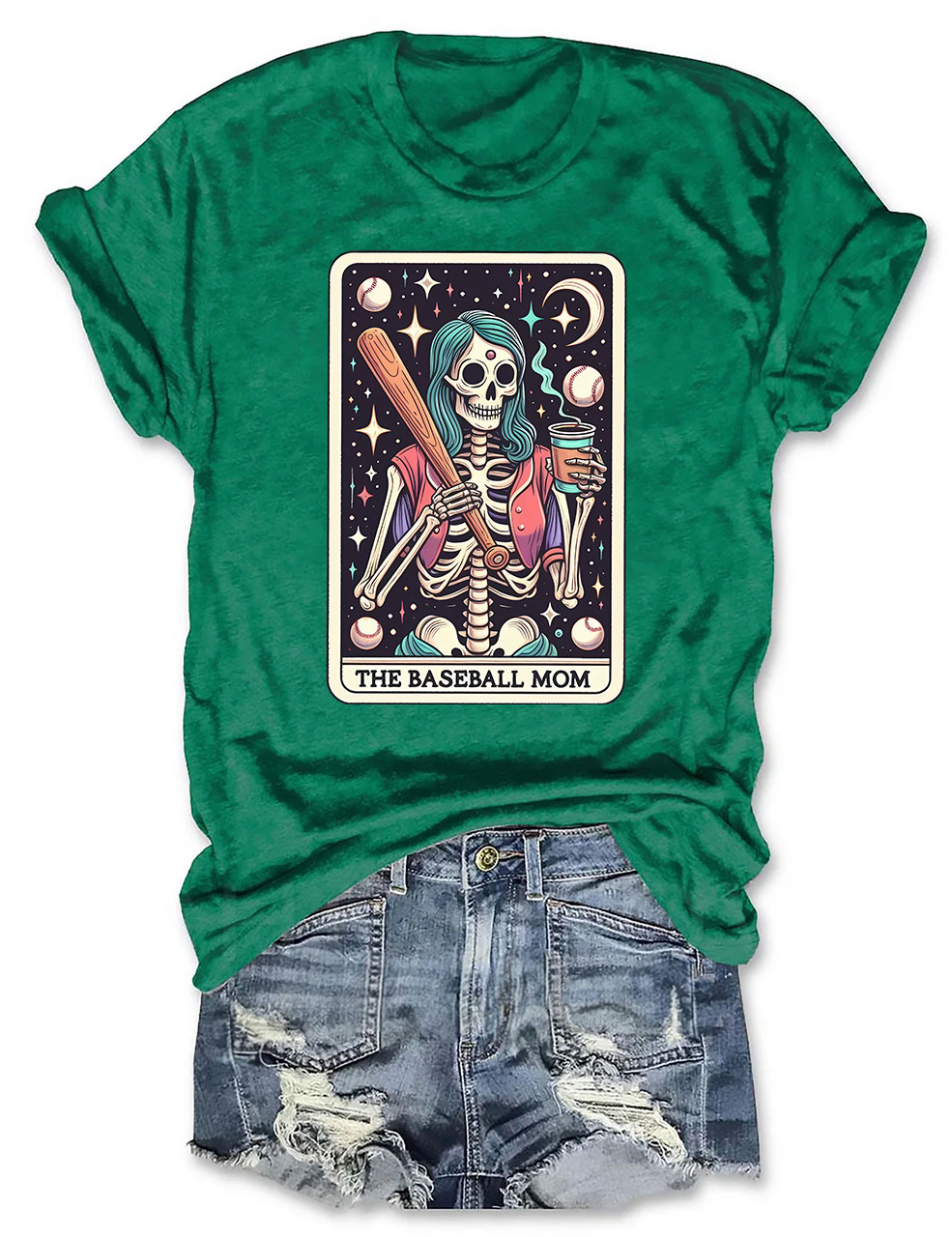 The Baseball Mom Tarot Card Skeleton T-shirt