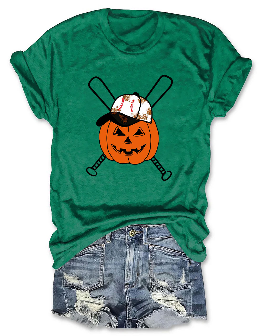 Halloween Pumpkin Baseball Funny T-Shirt