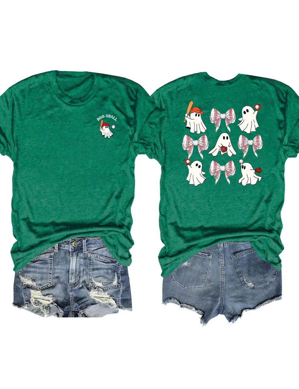 Ghost With Bat Bow Baseball Funny T-Shirt