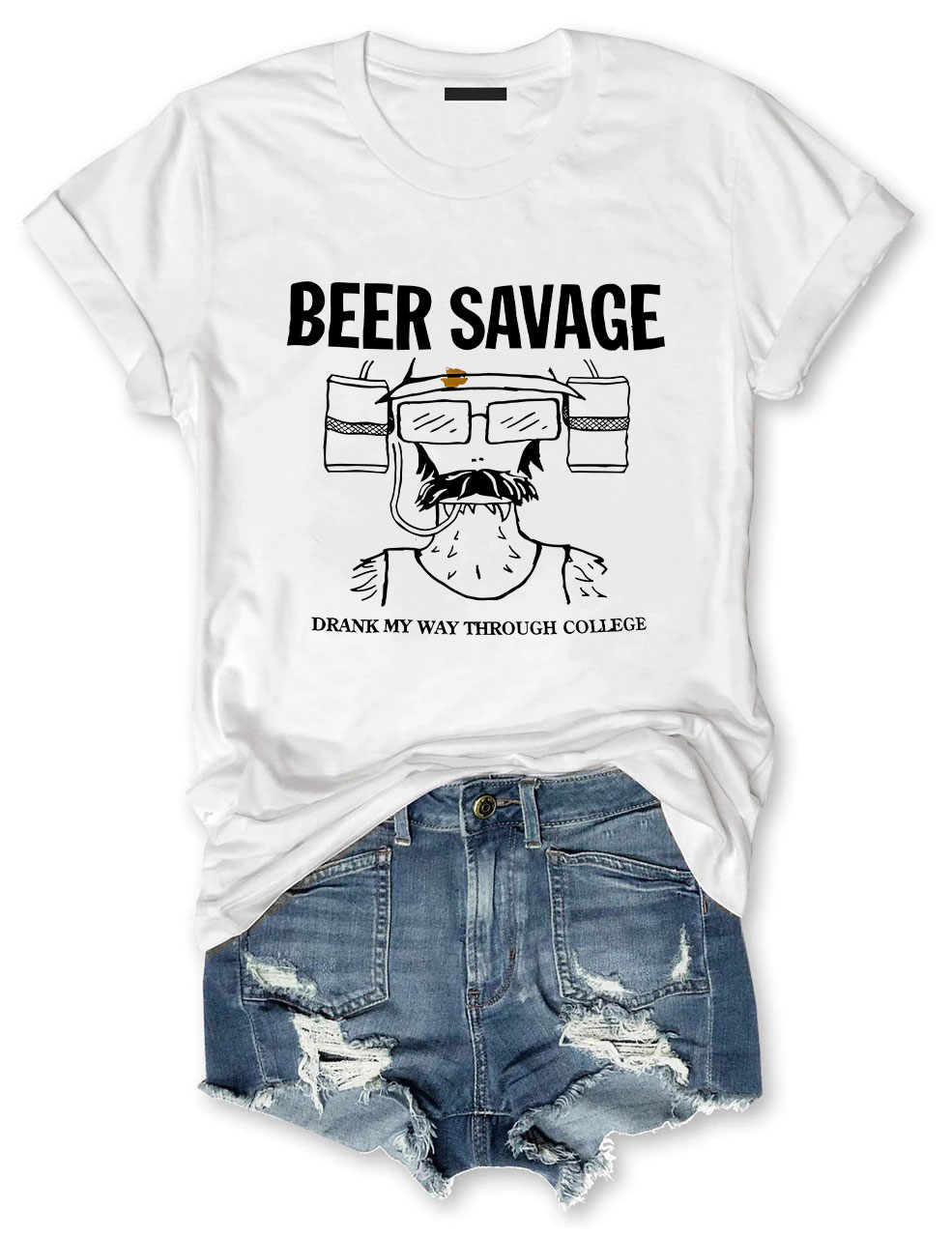 Beer Savage Drank My Way Through College Funny T-Shirt