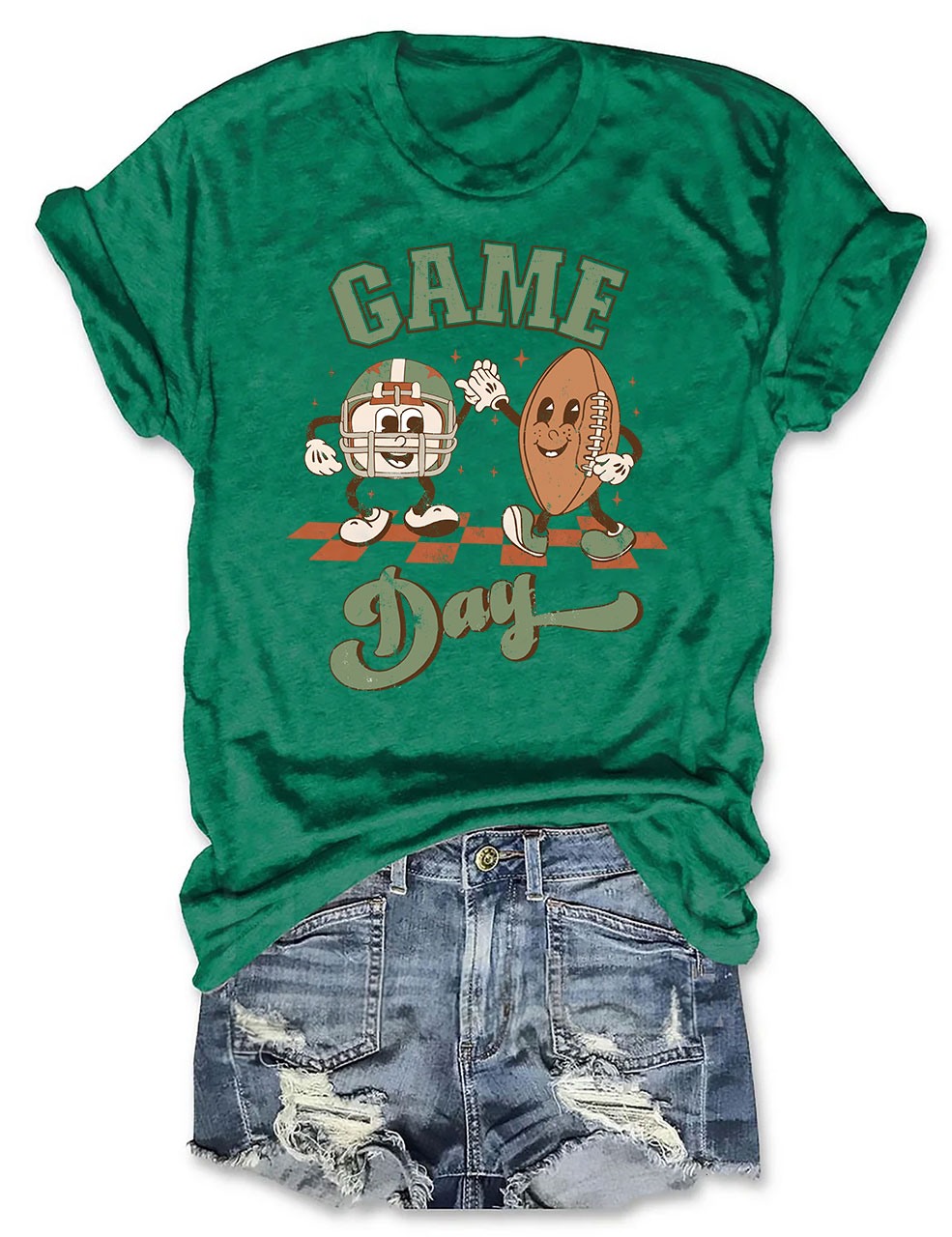 Distressed Retro Game Day Football T-Shirt