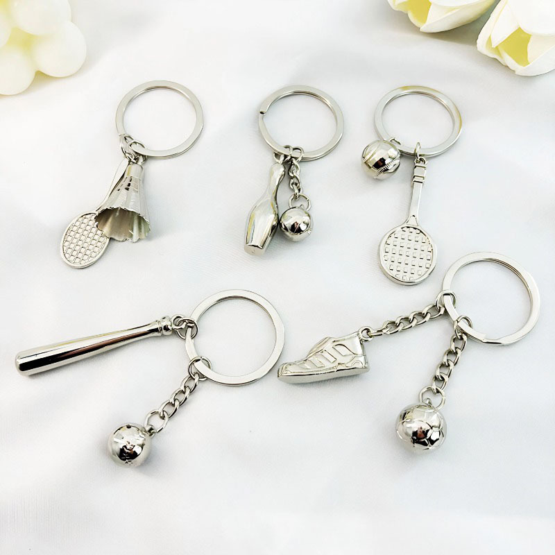 Metal Bowling Ball Keychain Sports Meeting Badminton Football Gift Golf Pendant Tennis Table Tennis Key