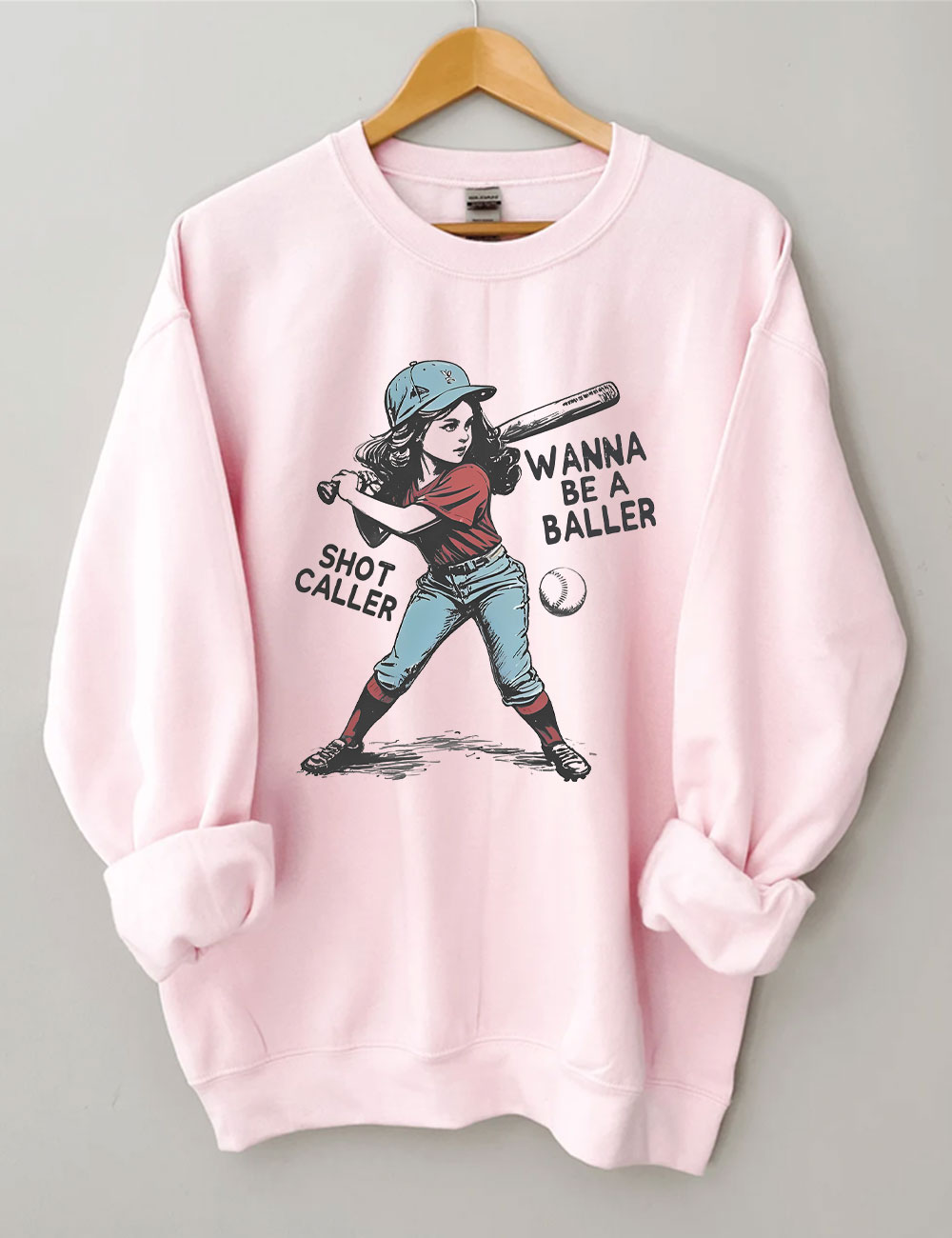 Wanna be a baller shot caller Retro baseball Sweatshirt