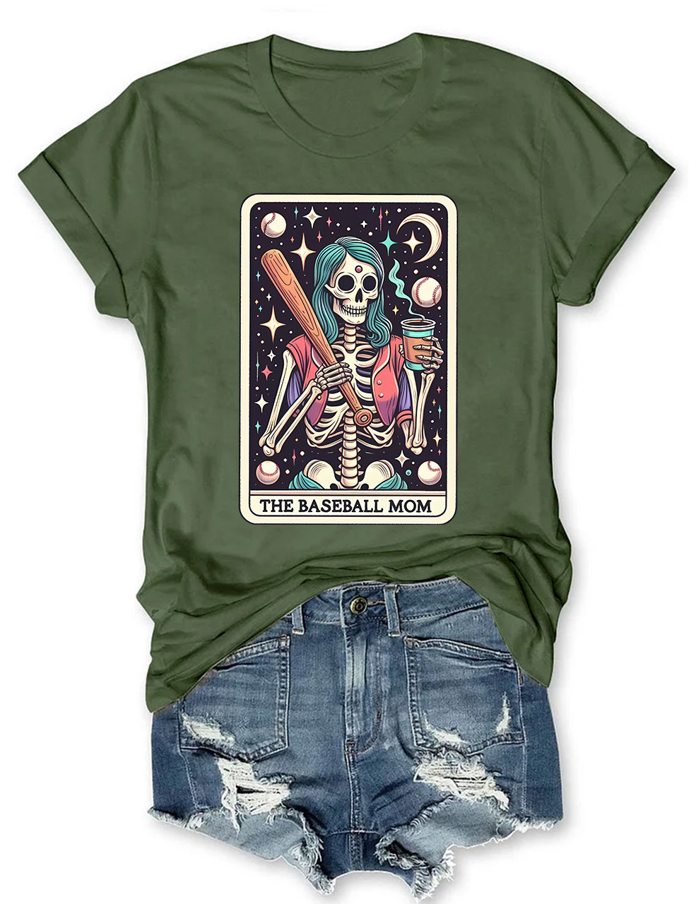 The Baseball Mom Tarot Card Skeleton T-shirt