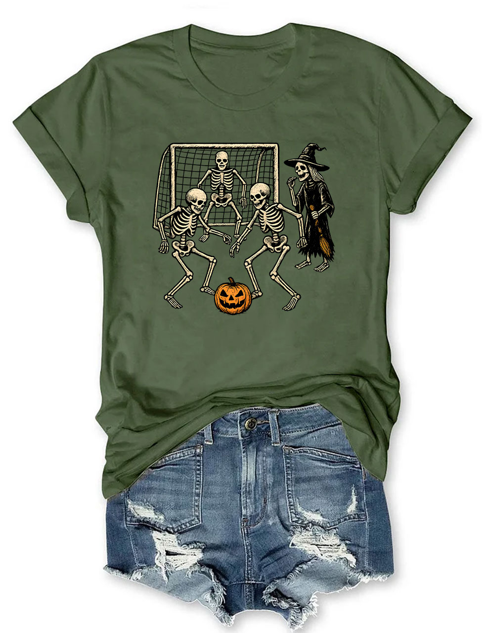 Skeletons Playing Soccer Funny T-Shirt