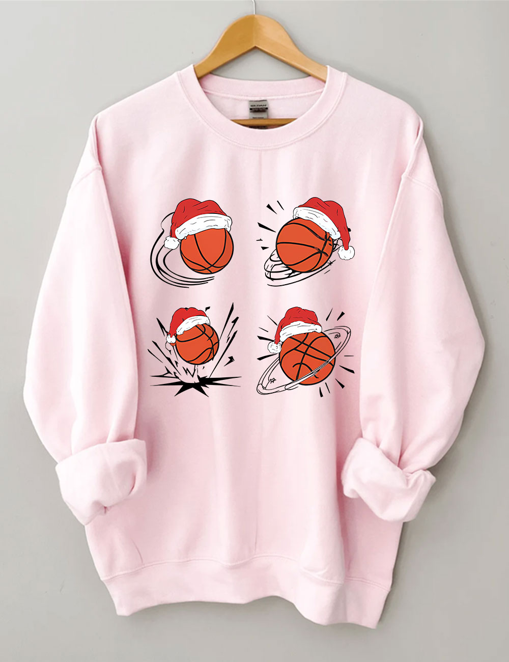 Santa Hat  Basketball Christmas Sweatshirt