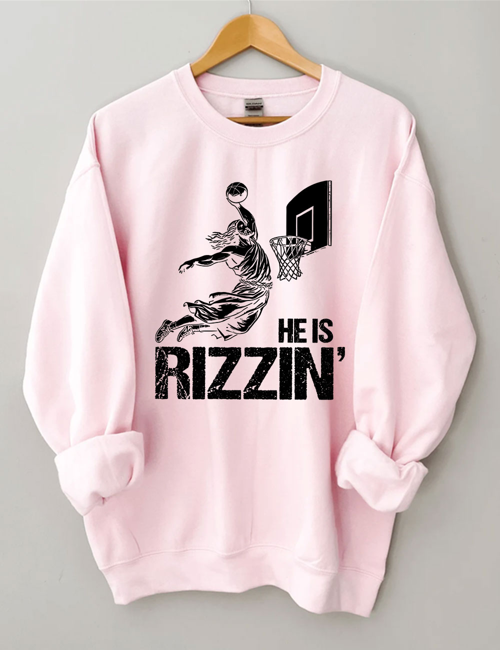He is Rizzin Funny Jesus Playing Basketball Sweatshirt