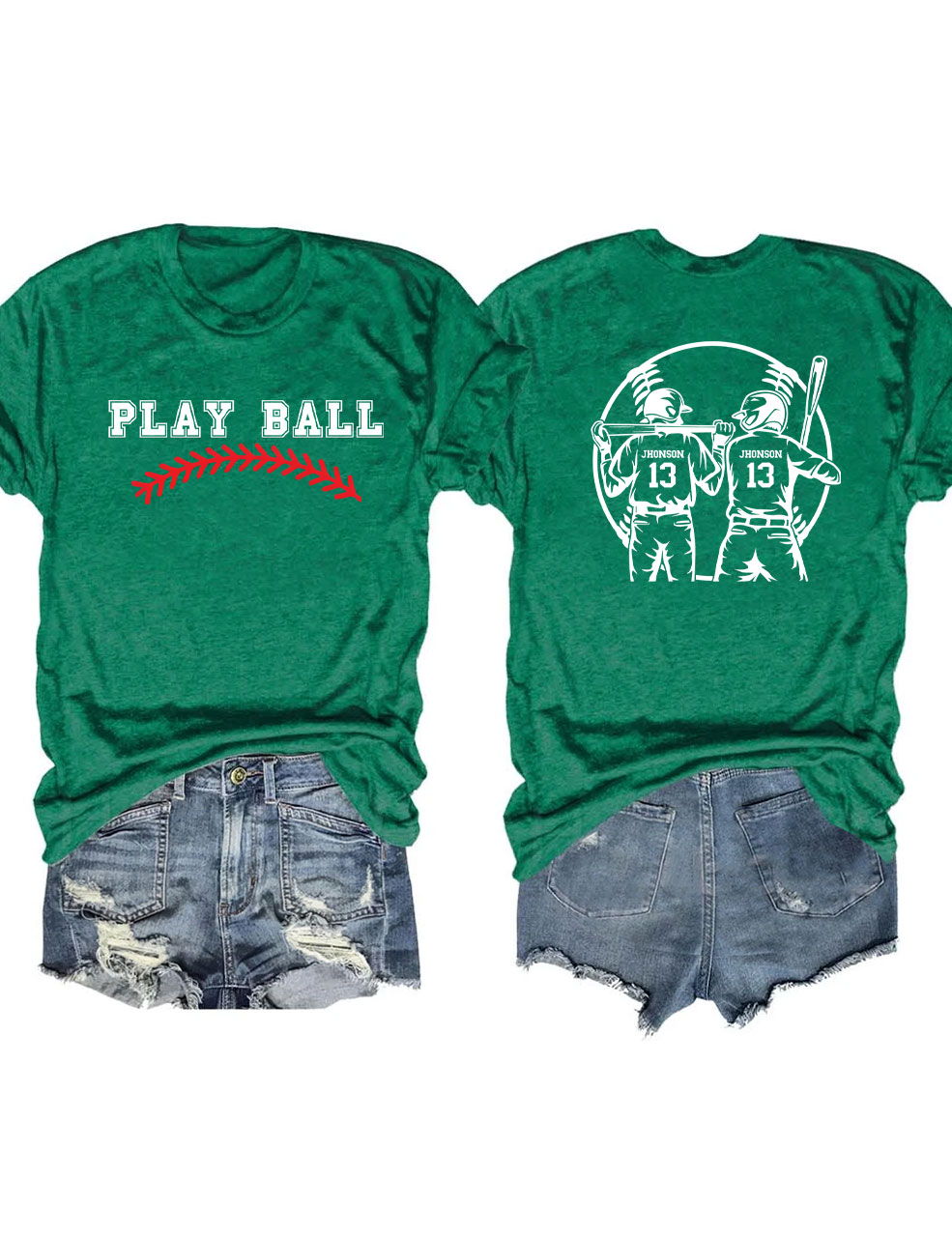 Custom 2 Player Baseball Mom T-Shirt