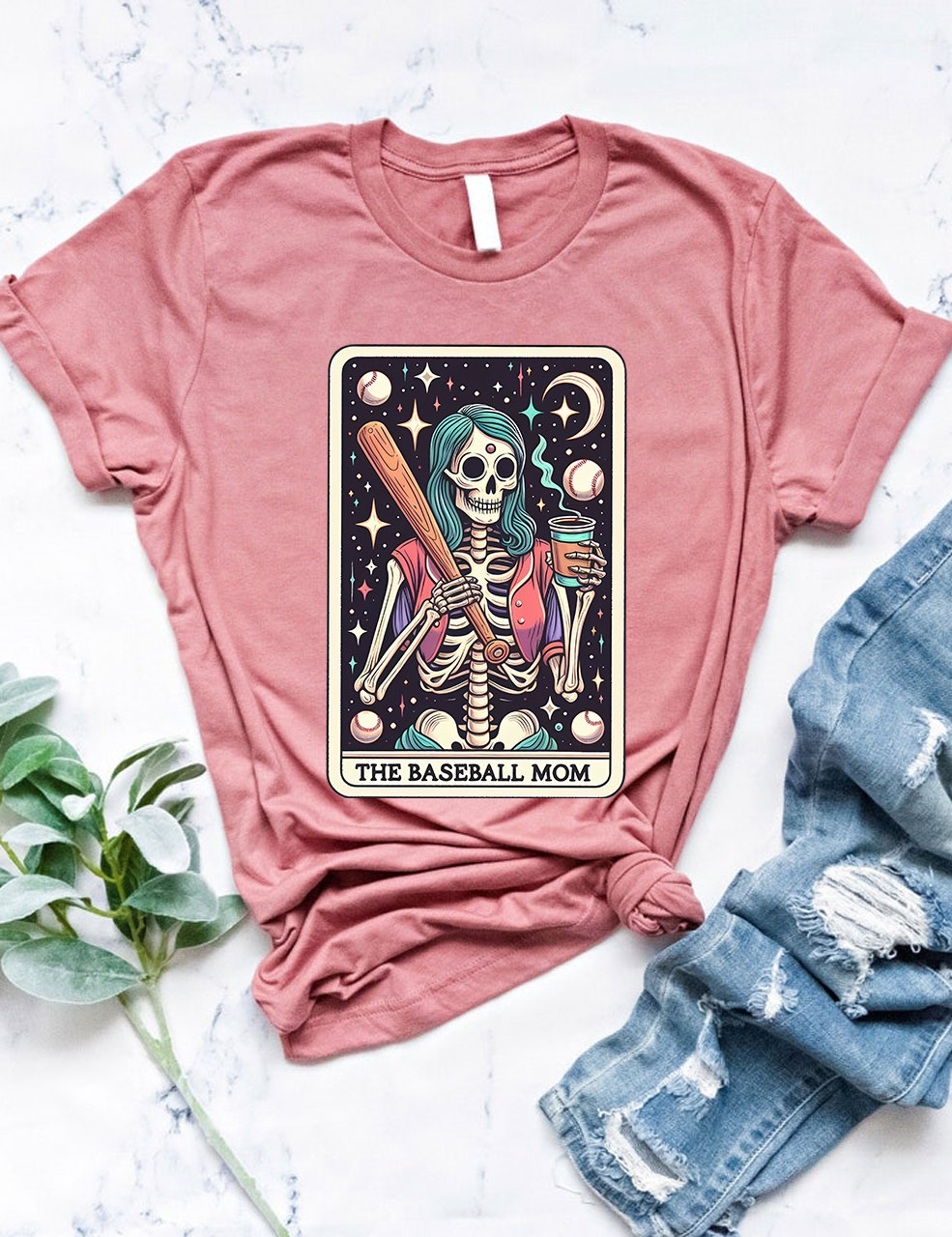 The Baseball Mom Tarot Card Skeleton T-shirt