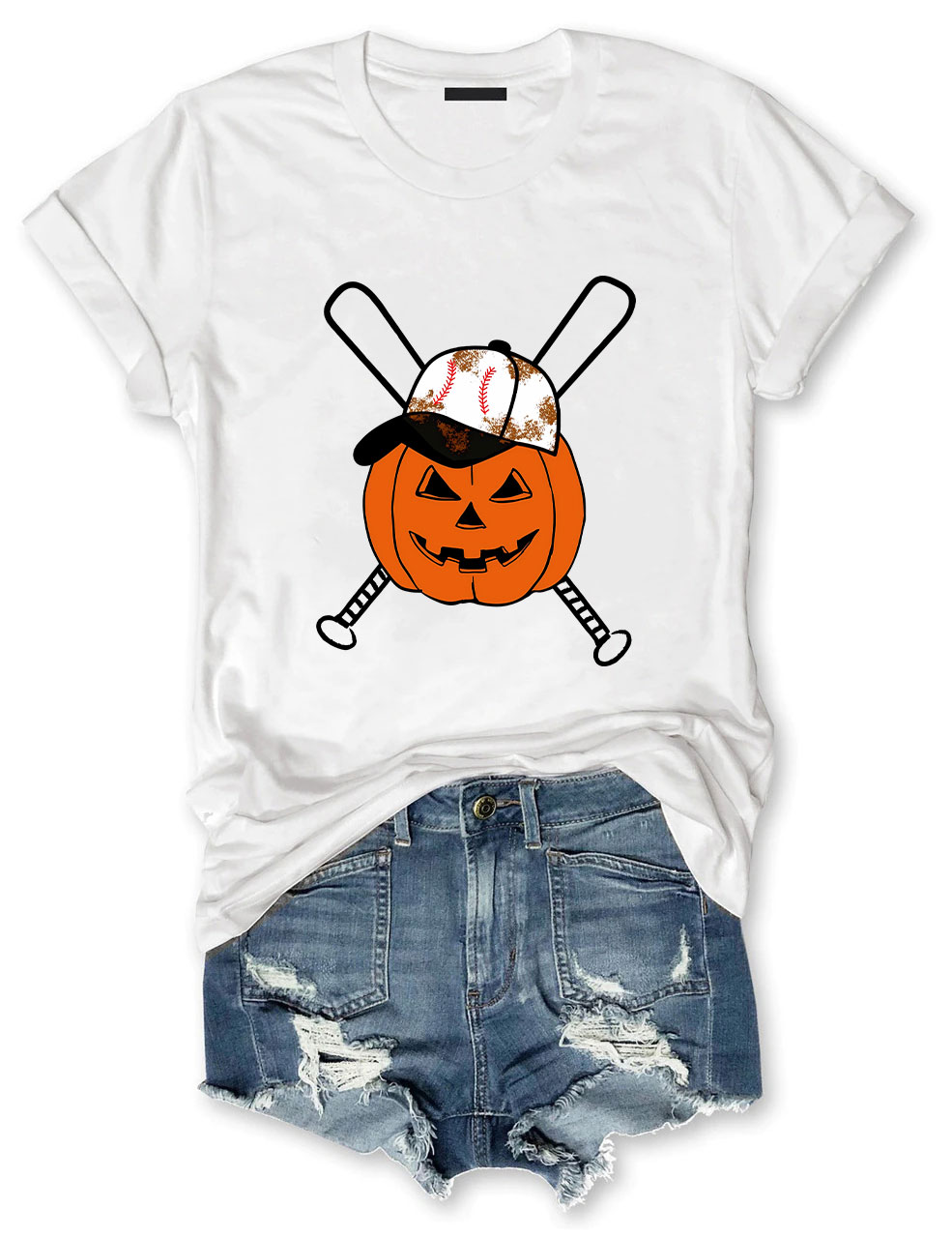 Halloween Pumpkin Baseball Funny T-Shirt