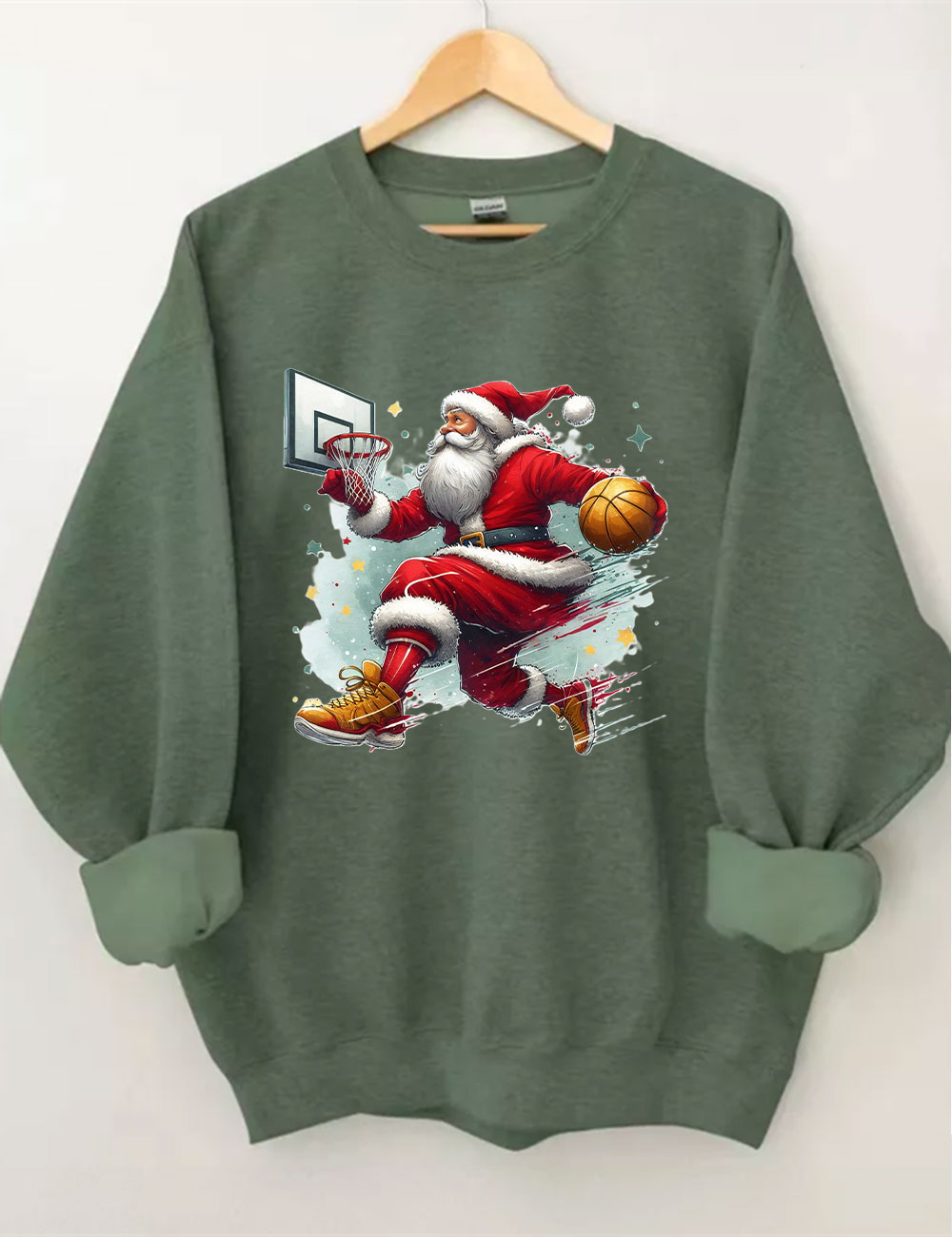 Funny Basketball Santa Merry Christmas Sweatshirt