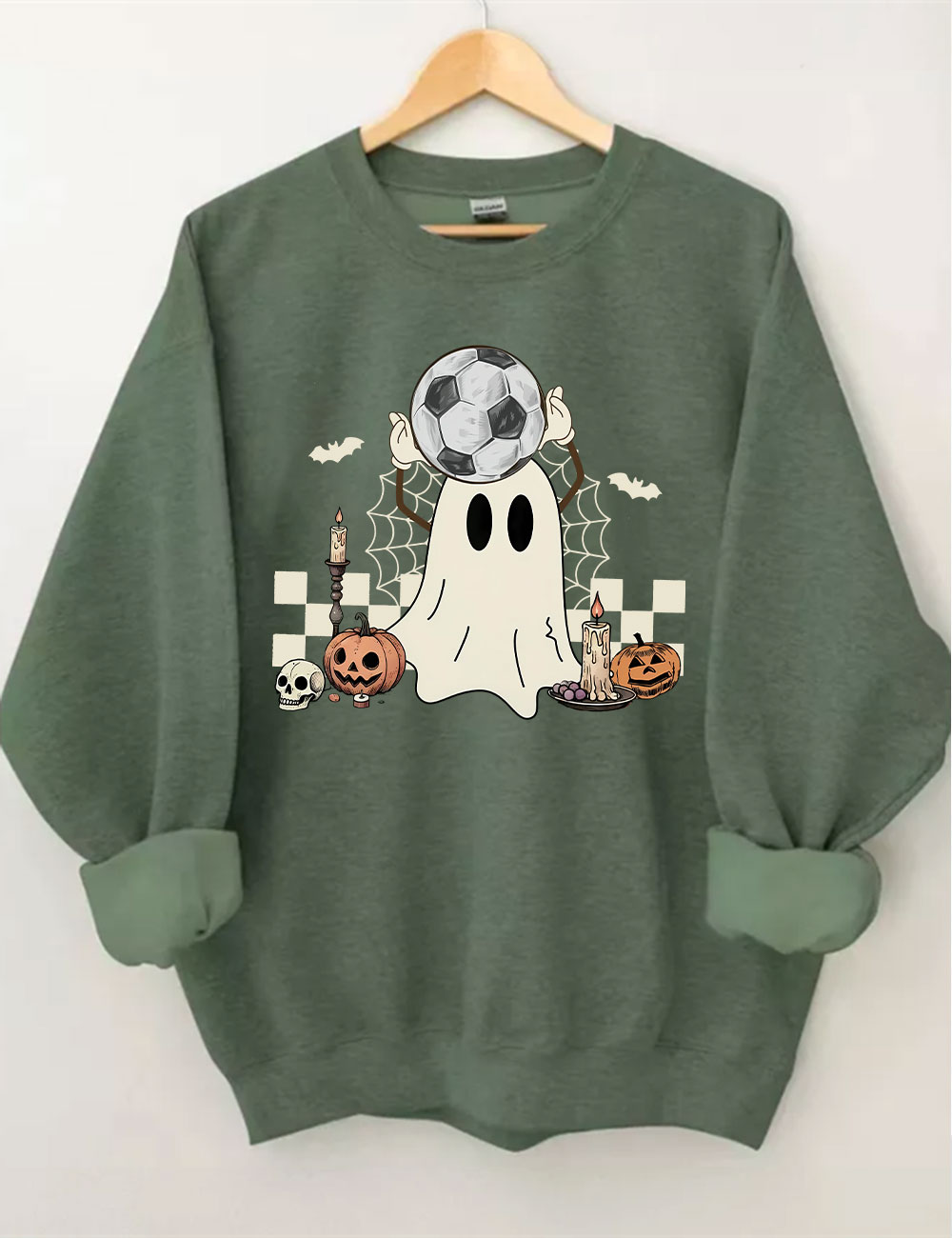 Retro Ghost Soccer Halloween Sweatshirt