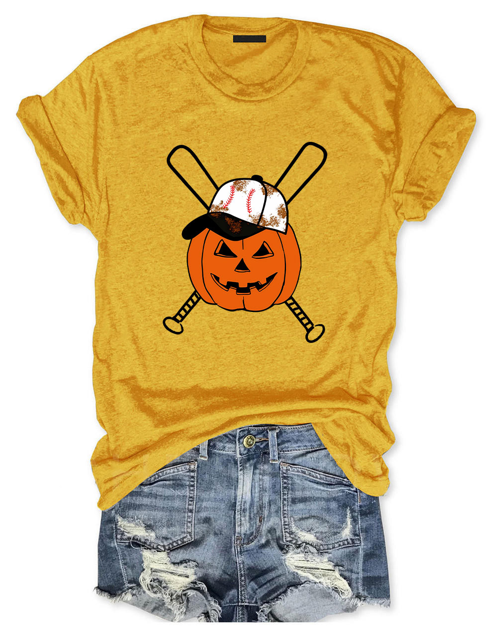 Halloween Pumpkin Baseball Funny T-Shirt