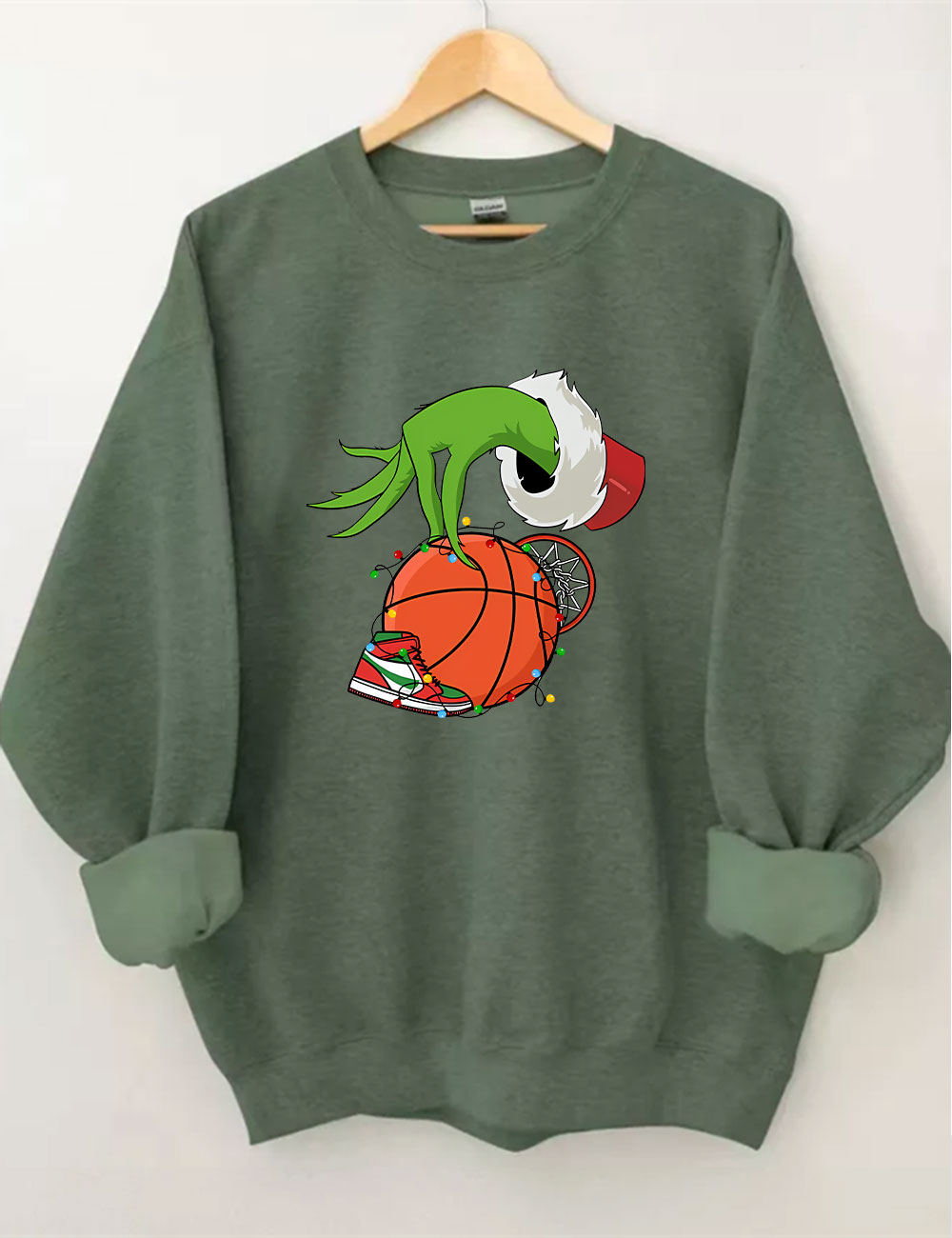 Green Christmas Basketball Sweatshirt