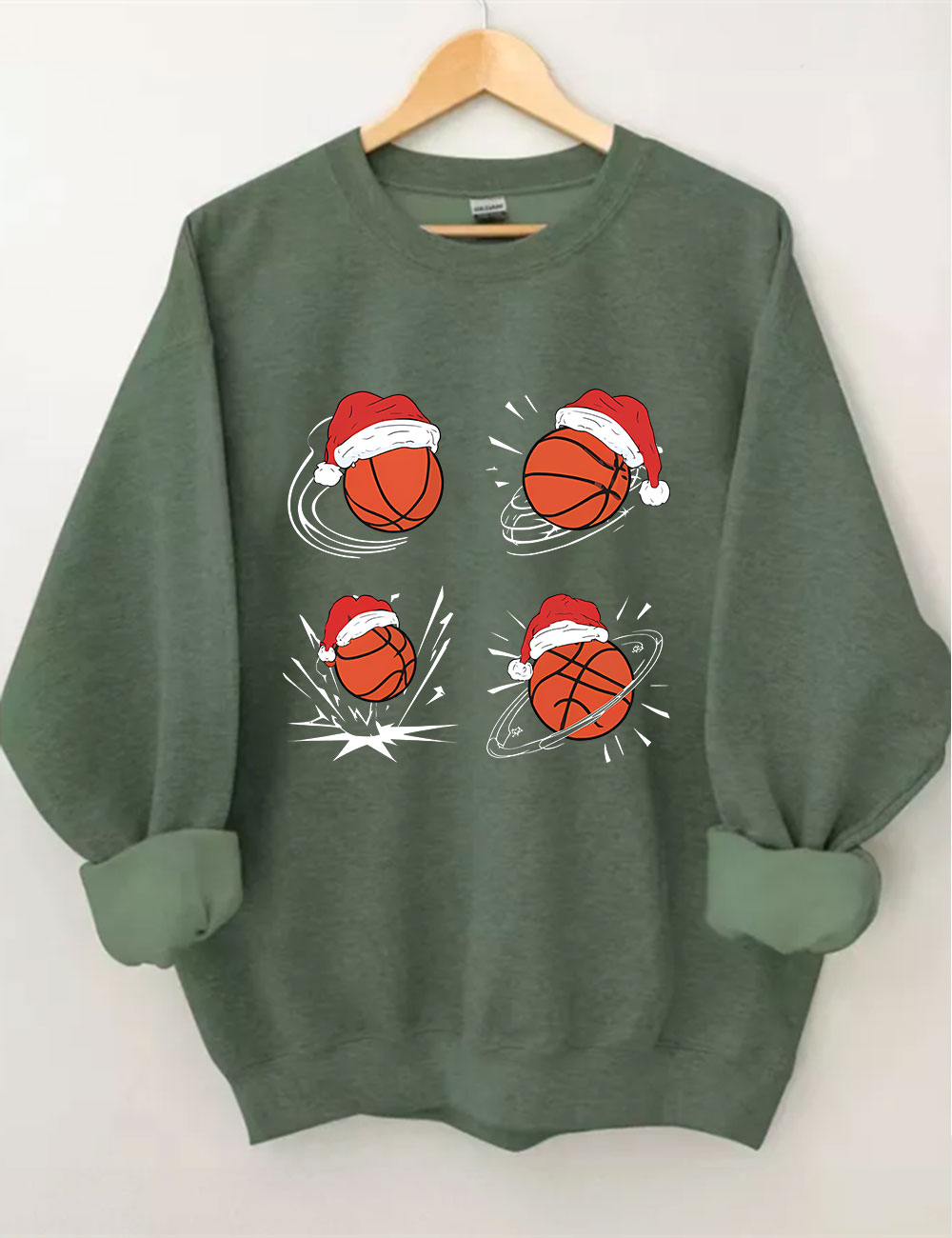 Santa Hat  Basketball Christmas Sweatshirt