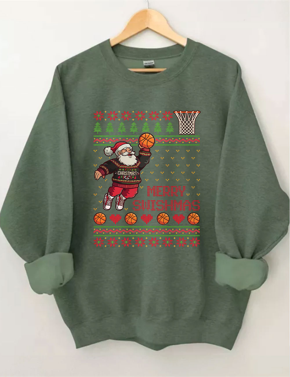 Santa Dunk Ugly Basketball Sweatshirt