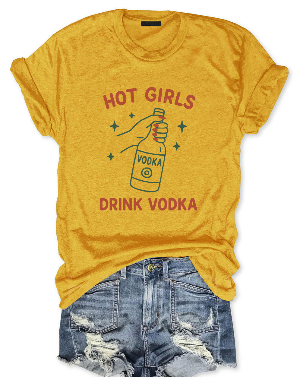 Hot Girls Drink Vodka Funny T-Shirt