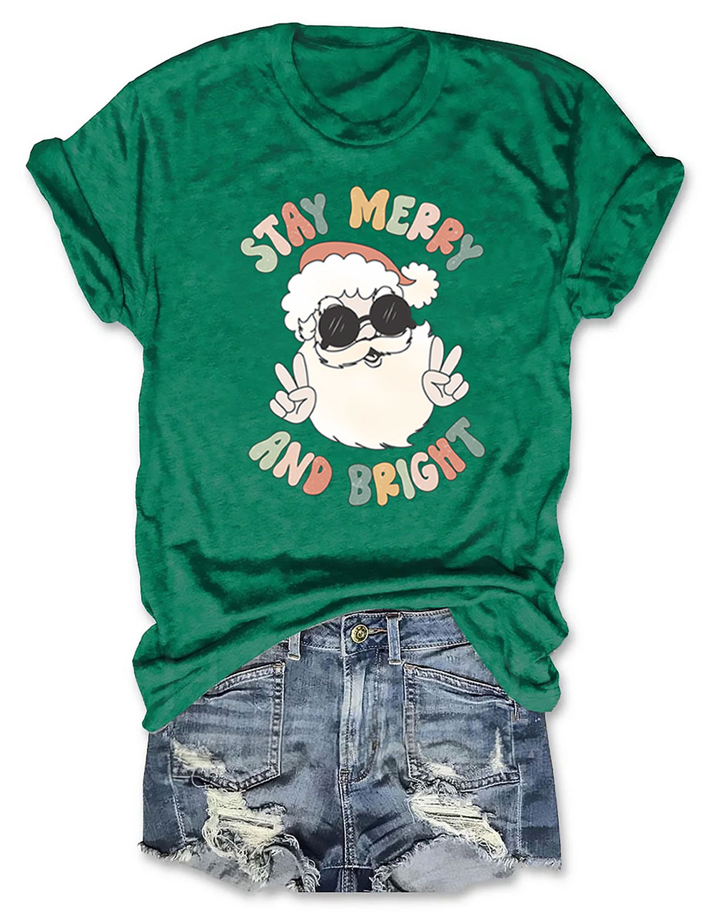 Retro Merry and Bright Santa T-Shirt