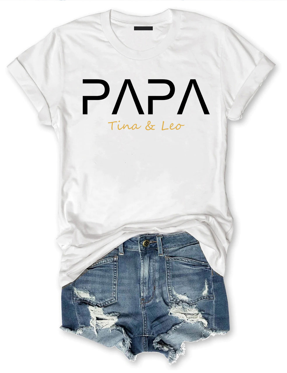 Custom PAPA With Child's Name T-shirt