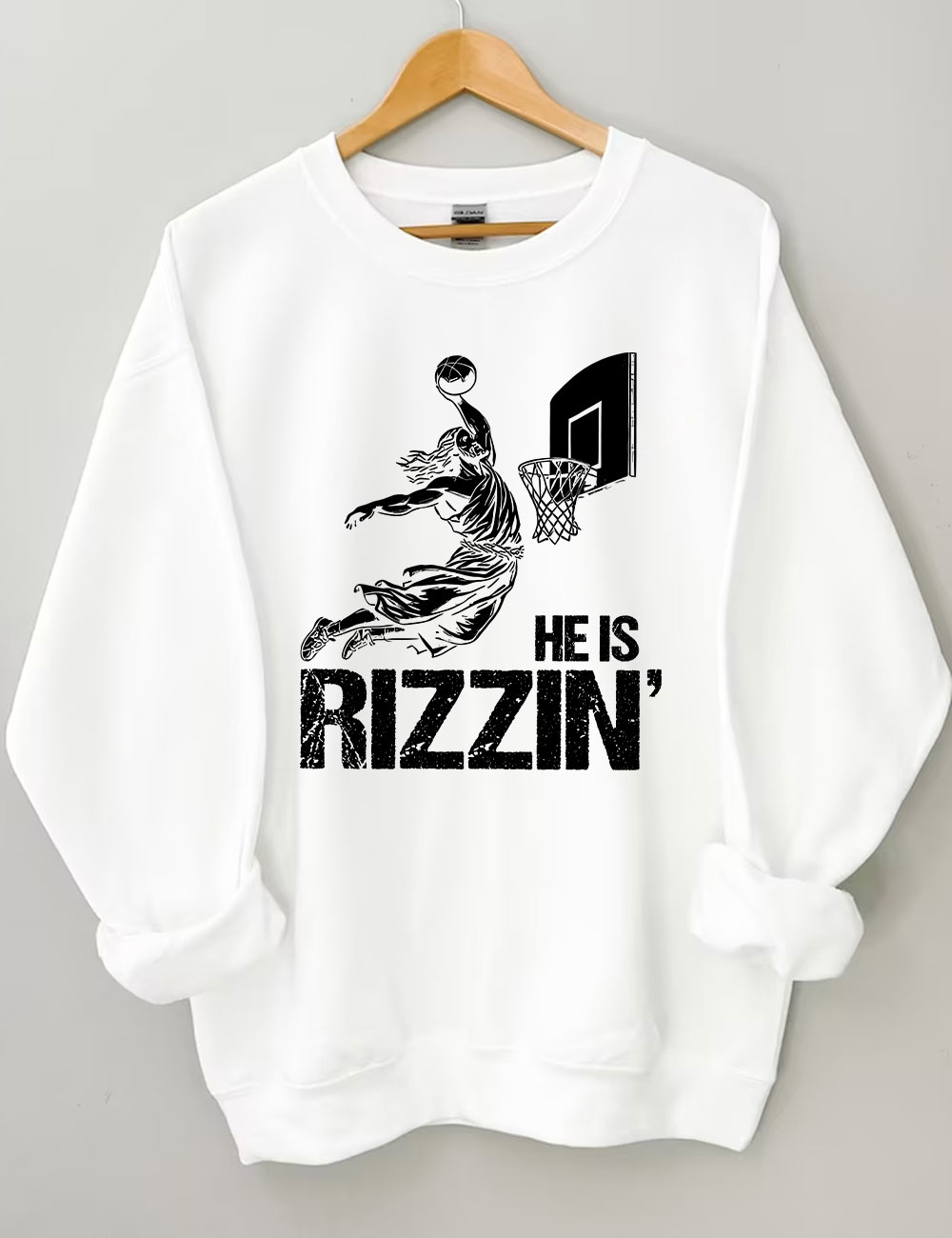 He is Rizzin Funny Jesus Playing Basketball Sweatshirt