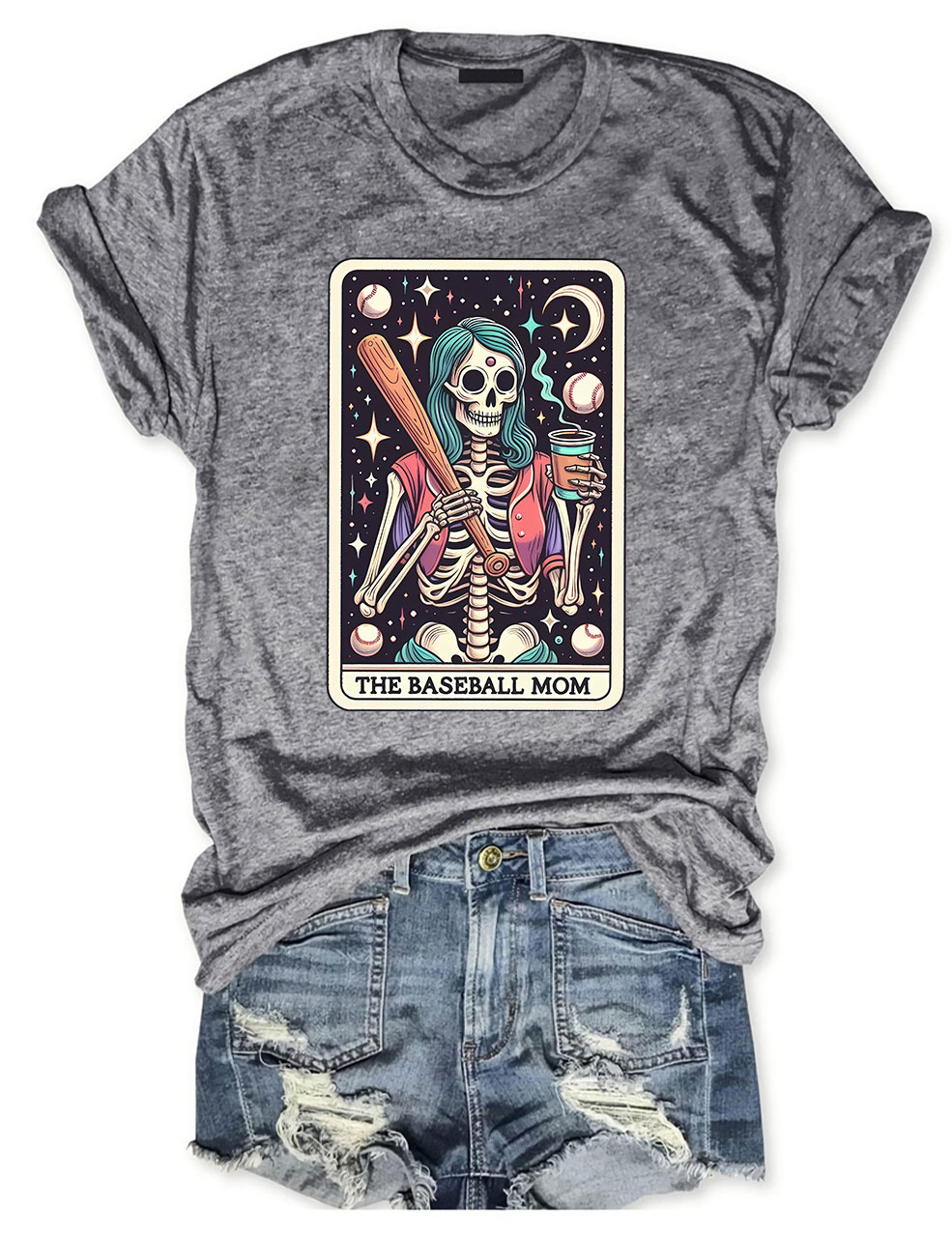 The Baseball Mom Tarot Card Skeleton T-shirt