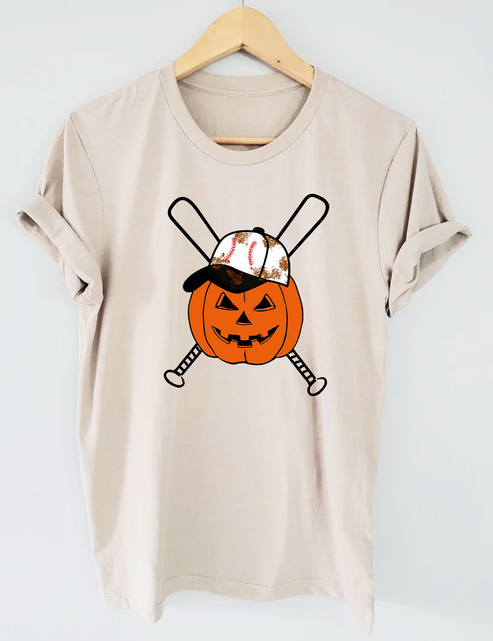 Halloween Pumpkin Baseball Funny T-Shirt