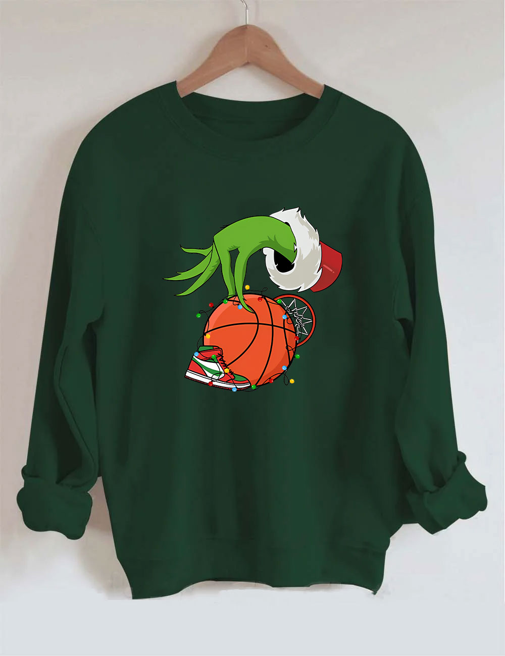 Green Christmas Basketball Sweatshirt