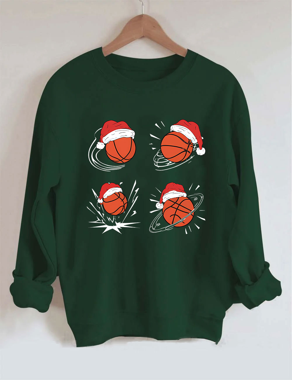 Santa Hat  Basketball Christmas Sweatshirt