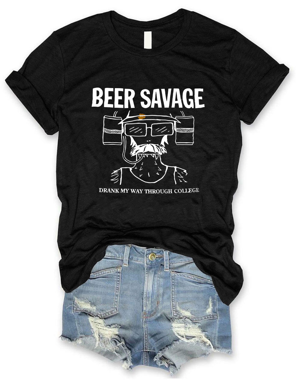 Beer Savage Drank My Way Through College Funny T-Shirt
