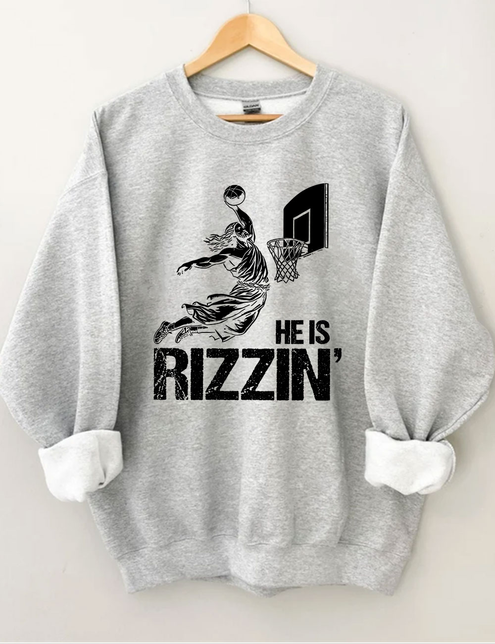He is Rizzin Funny Jesus Playing Basketball Sweatshirt
