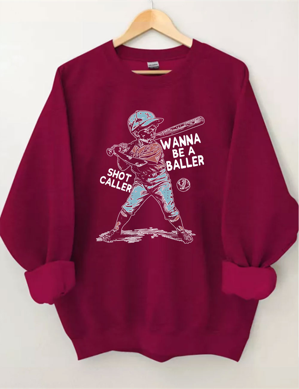 Wanna be a baller shot caller Retro baseball Sweatshirt