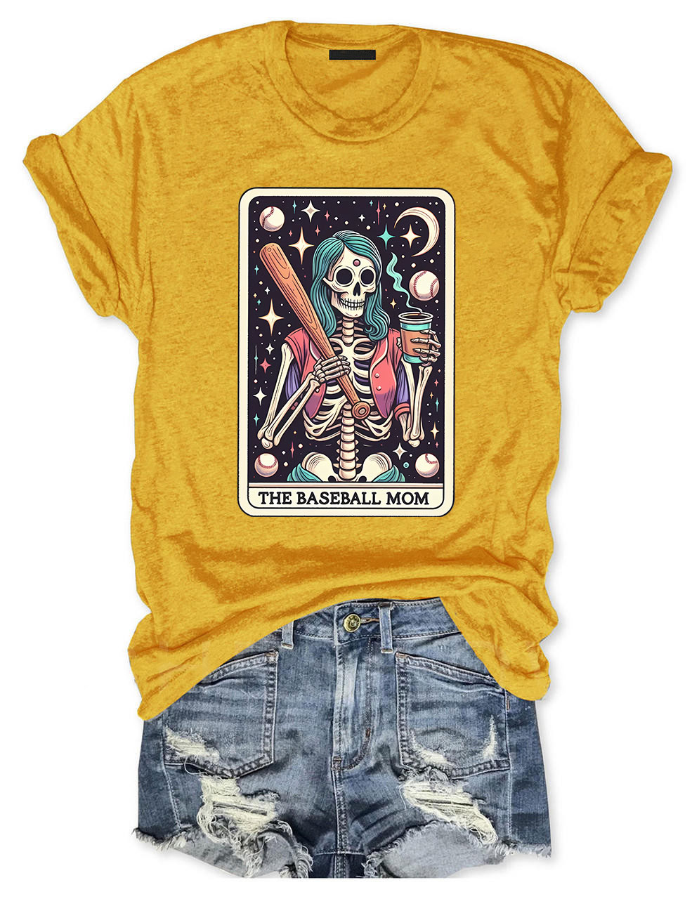 The Baseball Mom Tarot Card Skeleton T-shirt