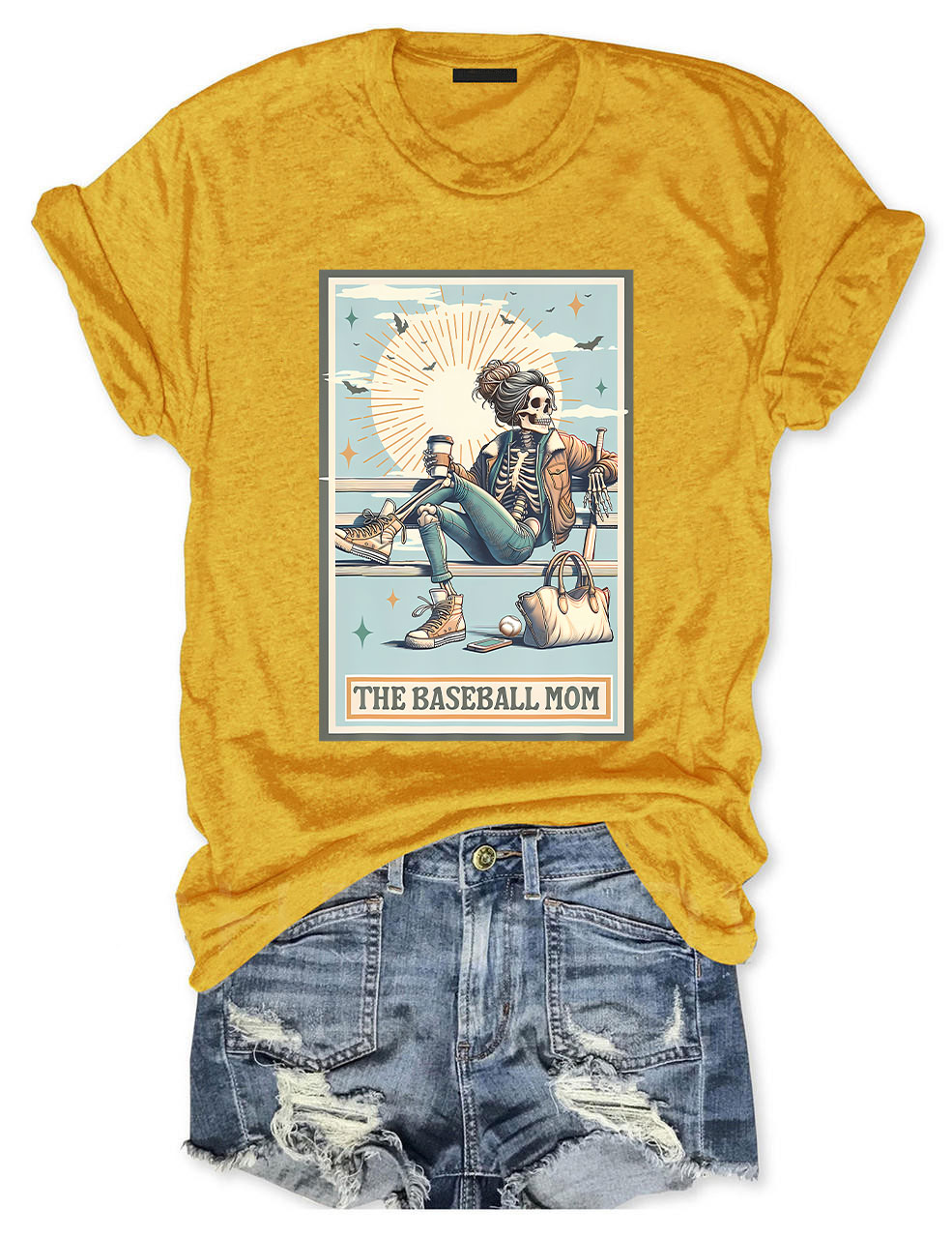 Funny Skeleton Baseball Mom Tarot Card T-shirt