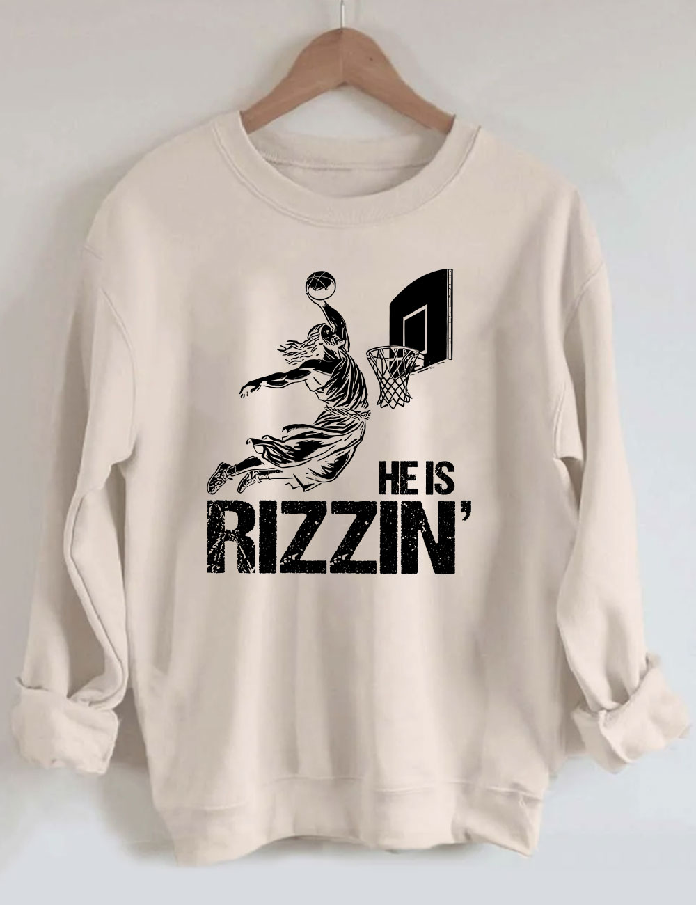 He is Rizzin Funny Jesus Playing Basketball Sweatshirt