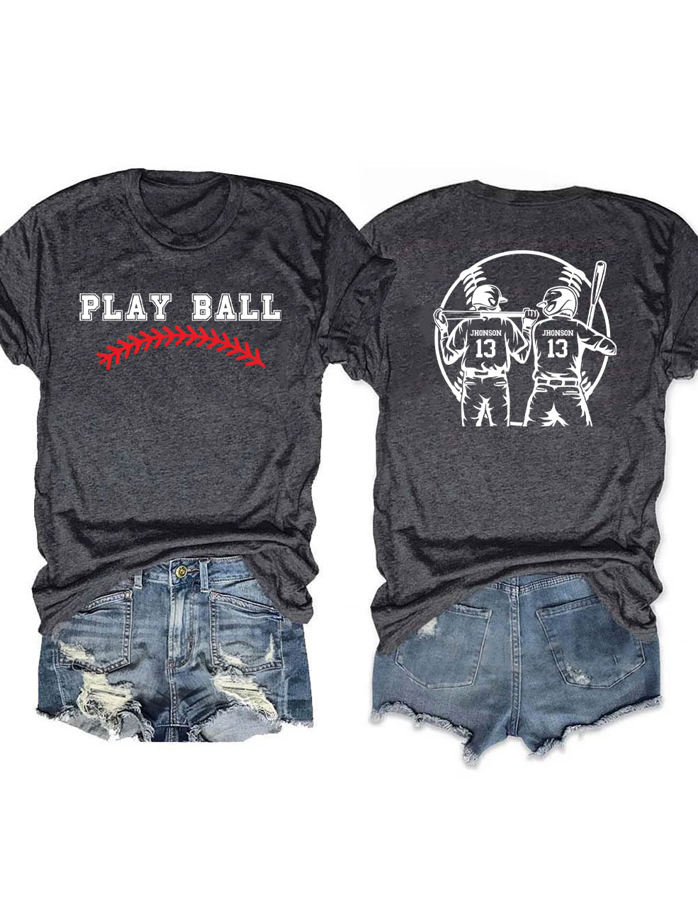Custom 2 Player Baseball Mom T-Shirt