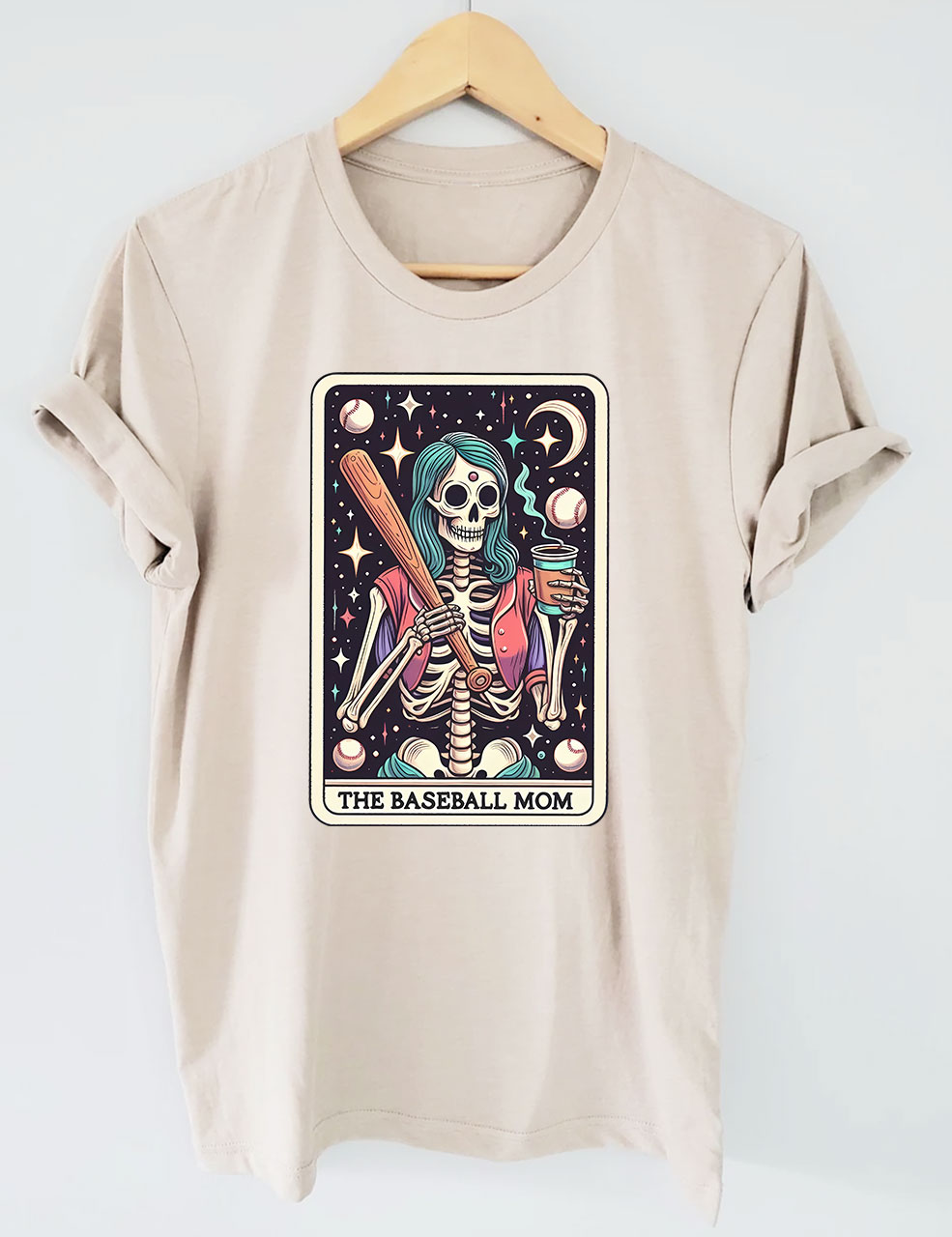 The Baseball Mom Tarot Card Skeleton T-shirt