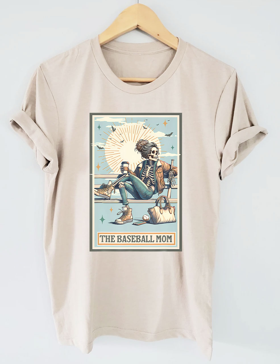 Funny Skeleton Baseball Mom Tarot Card T-shirt