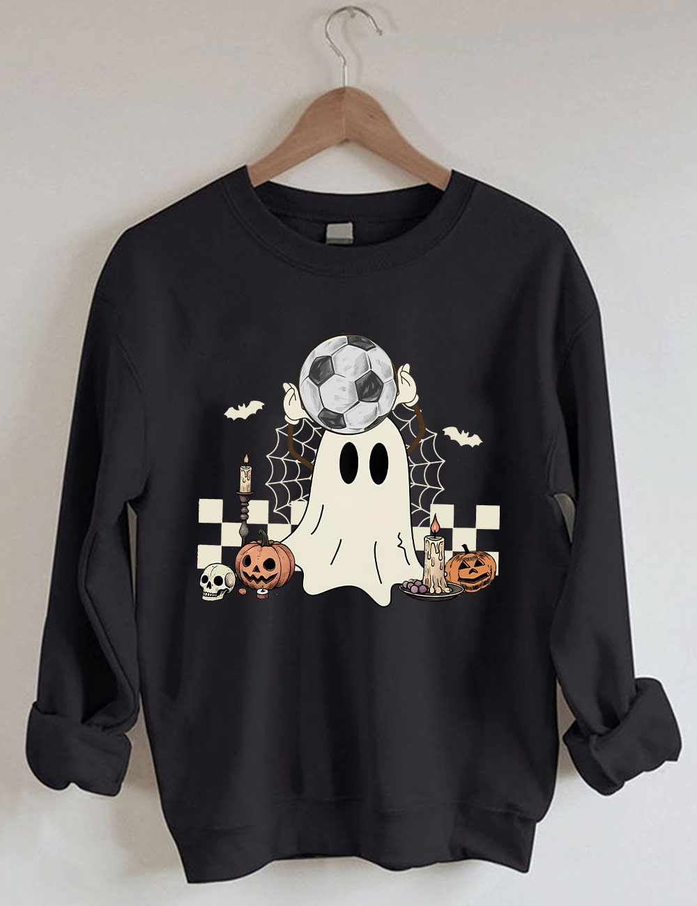 Retro Ghost Soccer Halloween Sweatshirt