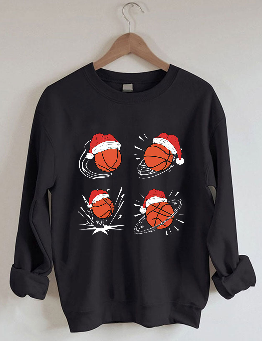 Santa Hat  Basketball Christmas Sweatshirt