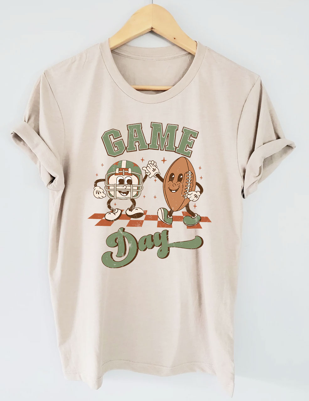 Distressed Retro Game Day Football T-Shirt