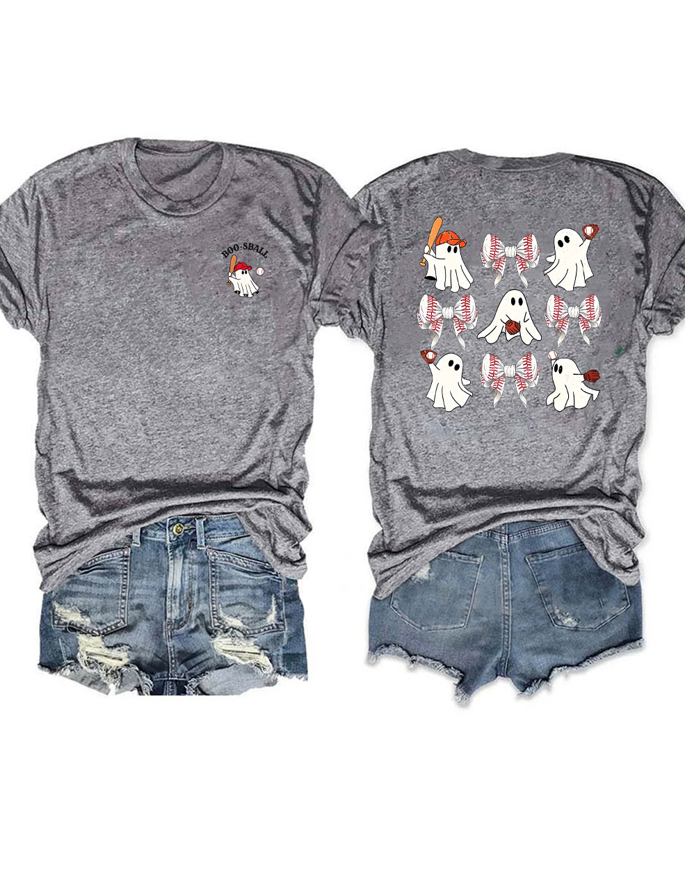 Ghost With Bat Bow Baseball Funny T-Shirt